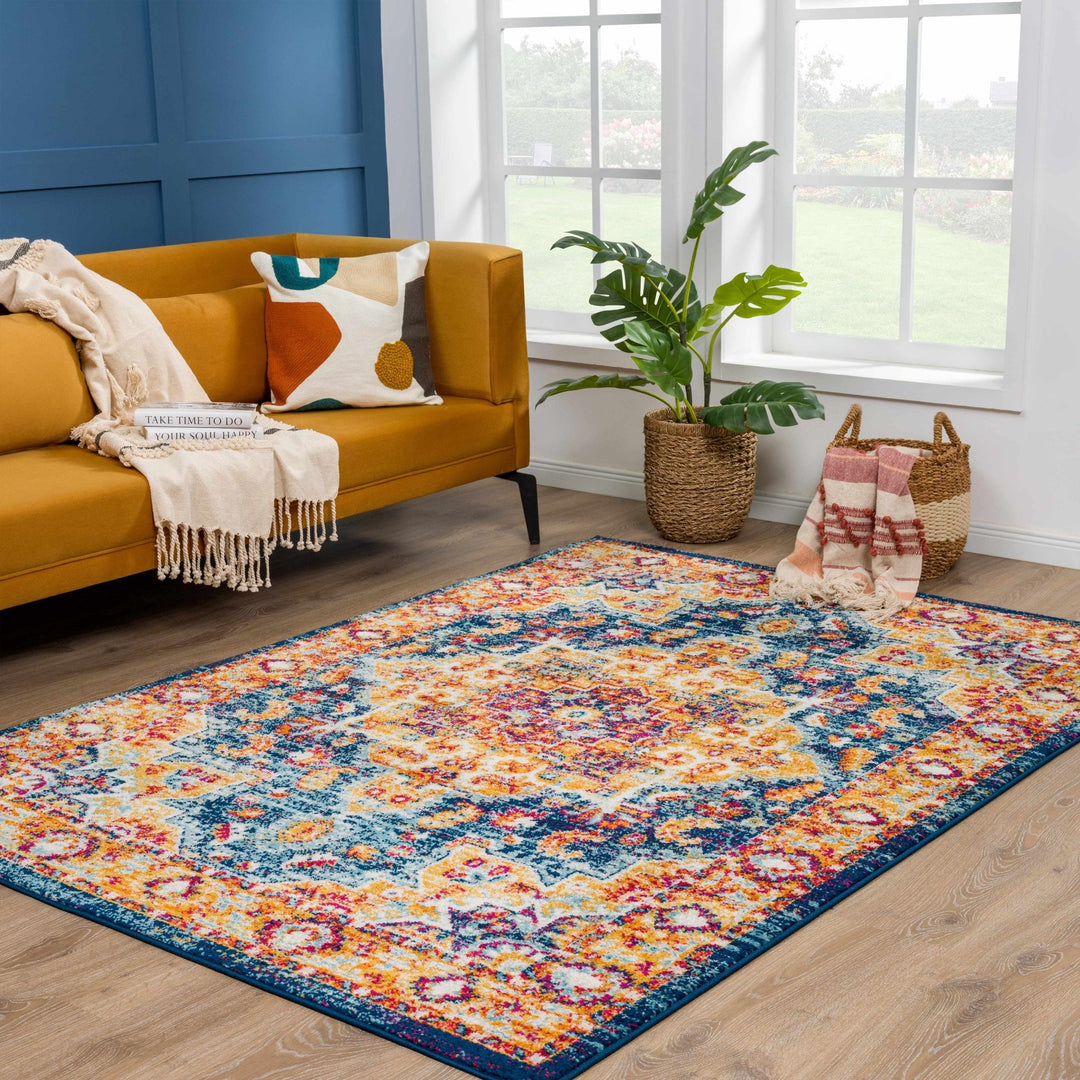 Istanbul Traditional Style Blue And Gold Area Rug - The Rug Decor