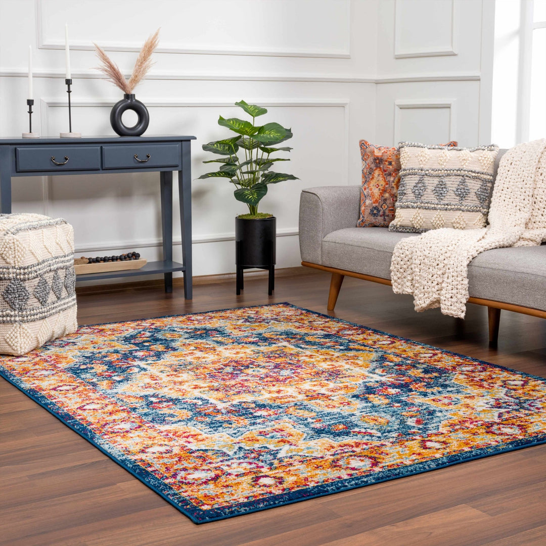 Istanbul Traditional Style Blue And Gold Area Rug - The Rug Decor