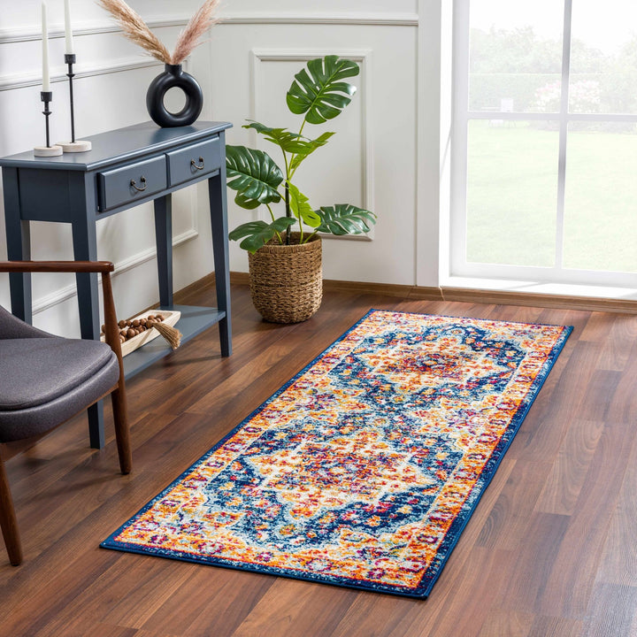Istanbul Traditional Style Blue And Gold Area Rug - The Rug Decor