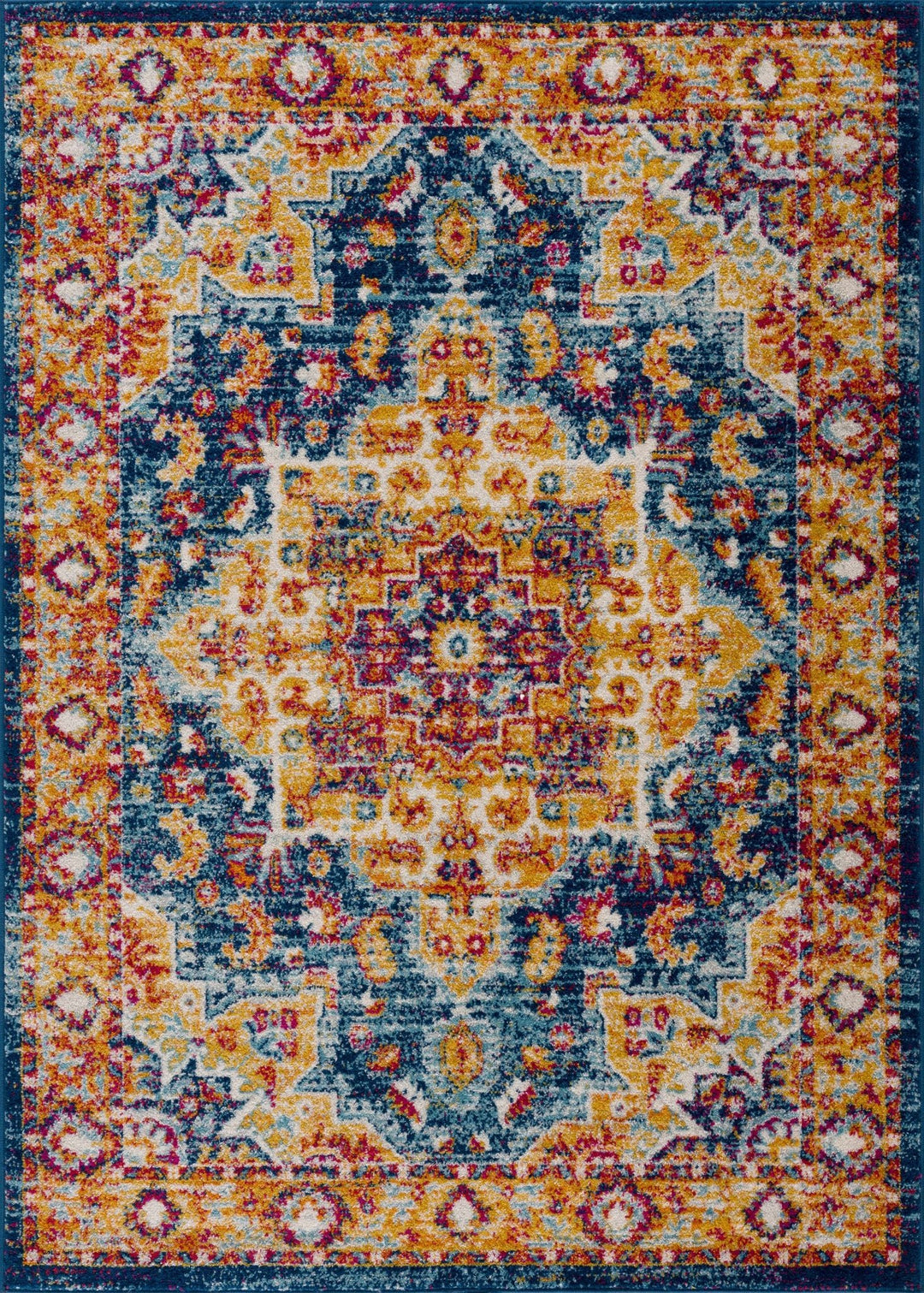 Istanbul Traditional Style Blue And Gold Area Rug - The Rug Decor