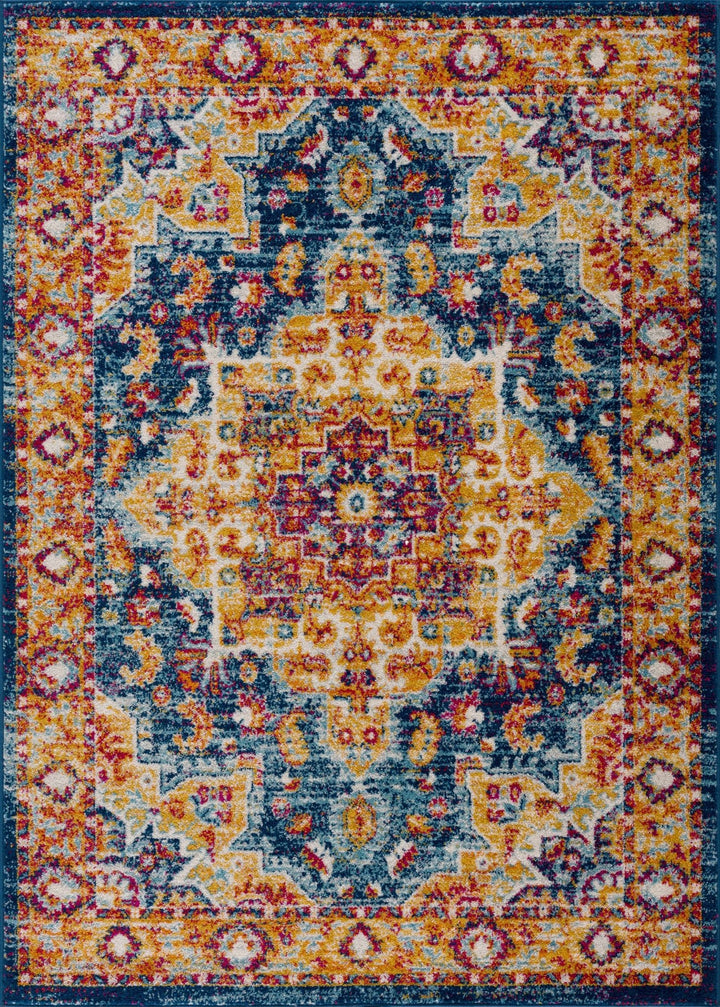 Istanbul Traditional Style Blue And Gold Area Rug - The Rug Decor