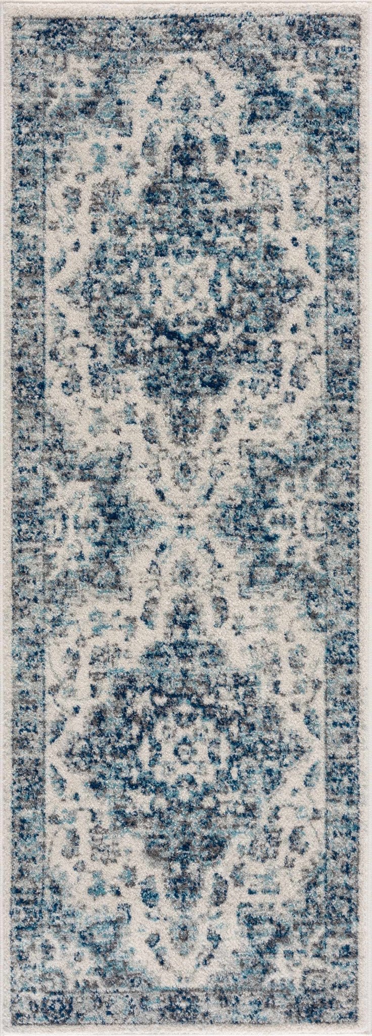 Istanbullu Traditional Style Ivory And Blue Area Rug - The Rug Decor