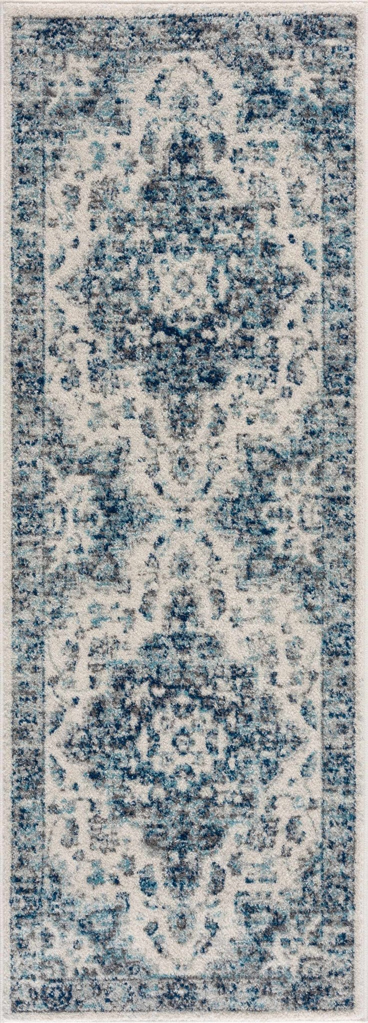 Istanbullu Traditional Style Ivory And Blue Area Rug - The Rug Decor
