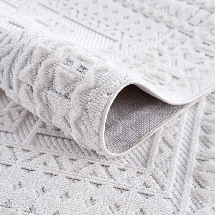 Ivory Alya Textured Medallion Fringe Area Rug - Clearance - The Rug Decor