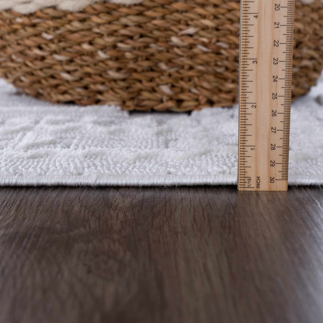 Ivory Alya Textured Medallion Fringe Area Rug - Clearance - The Rug Decor
