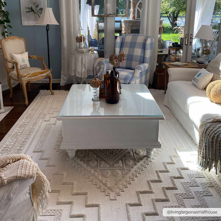 Ivory Alya Textured Medallion Fringe Area Rug - Clearance - The Rug Decor