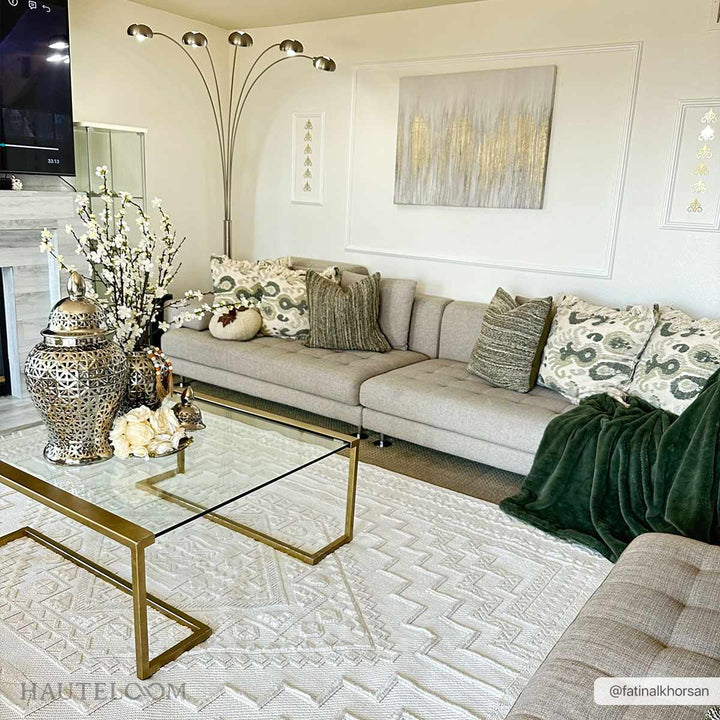 Ivory Alya Textured Medallion Fringe Area Rug - Clearance - The Rug Decor