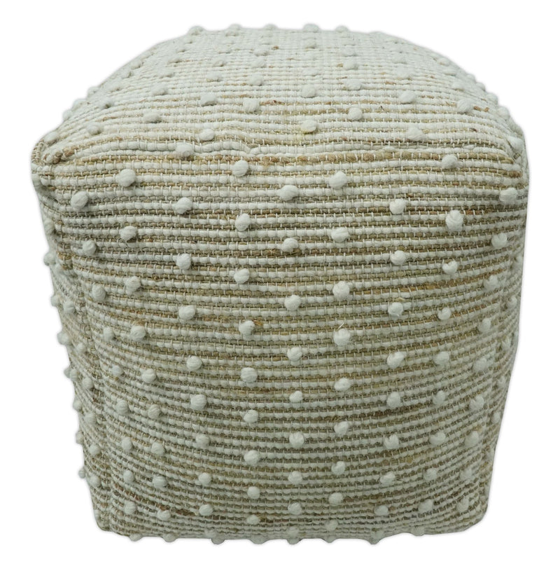 Ivory and Beige Hand Woven Stripes Design jute and wool Pouf - The Rug Decor