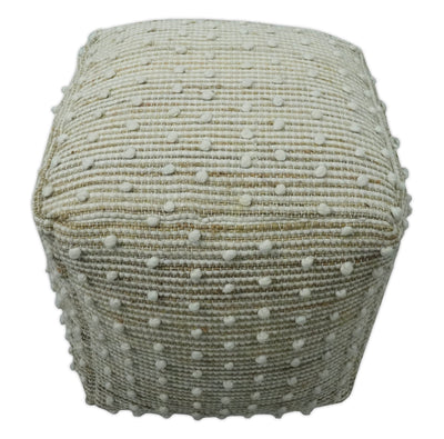 Ivory and Beige Hand Woven Stripes Design jute and wool Pouf - The Rug Decor