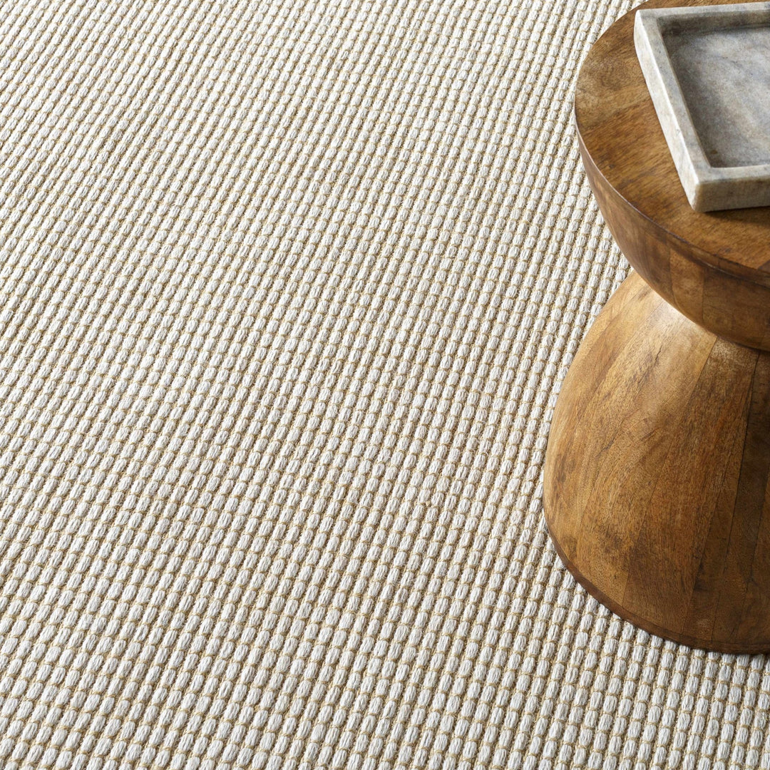 Ivory and Beige Modern Geometrical Texture Multi Size Jute Area Rug - The Rug Decor