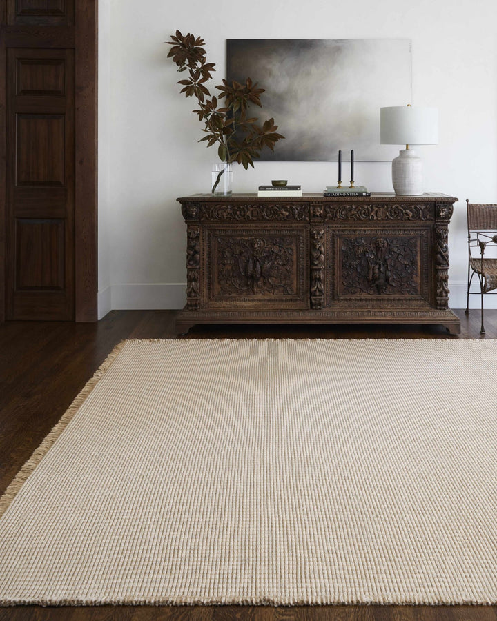 Ivory and Beige Modern Geometrical Texture Multi Size Jute Area Rug - The Rug Decor