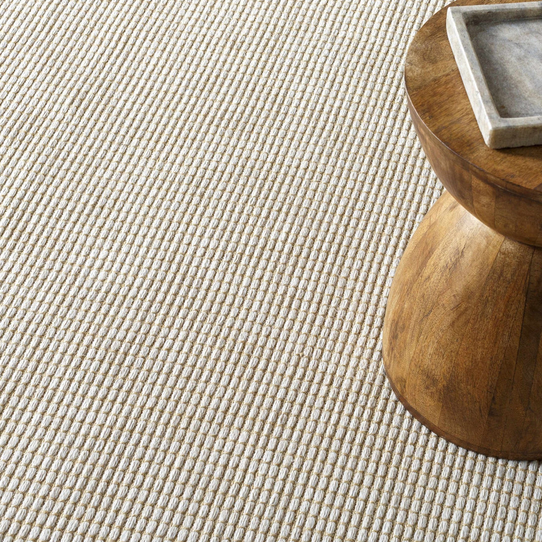 Ivory and Beige Modern Geometrical Texture Multi Size Jute Area Rug - The Rug Decor