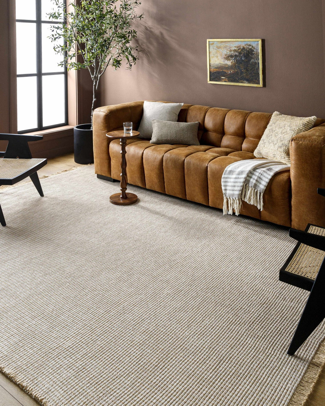 Ivory and Beige Modern Geometrical Texture Multi Size Jute Area Rug - The Rug Decor
