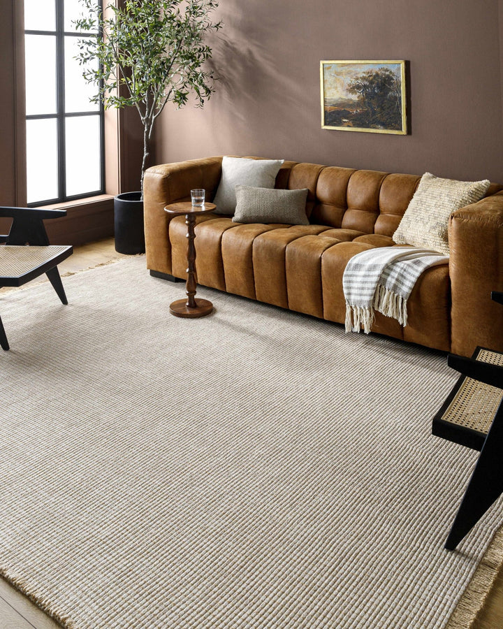 Ivory and Beige Modern Geometrical Texture Multi Size Jute Area Rug - The Rug Decor