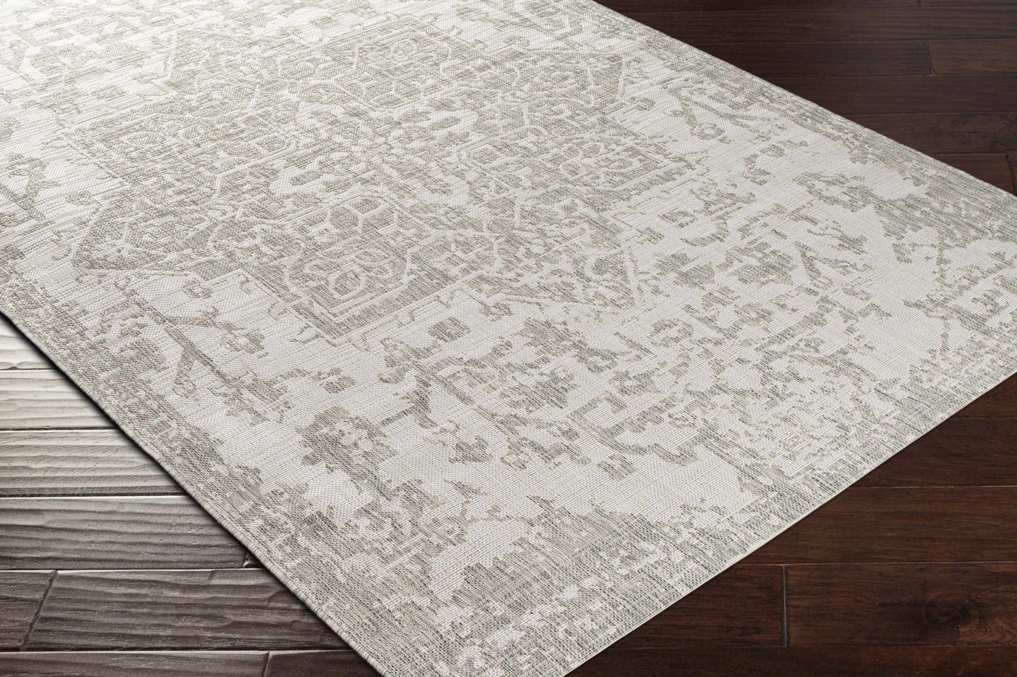 Ivory and Beige Traditional Medallion Design indoor and outdoor Area Rug - The Rug Decor