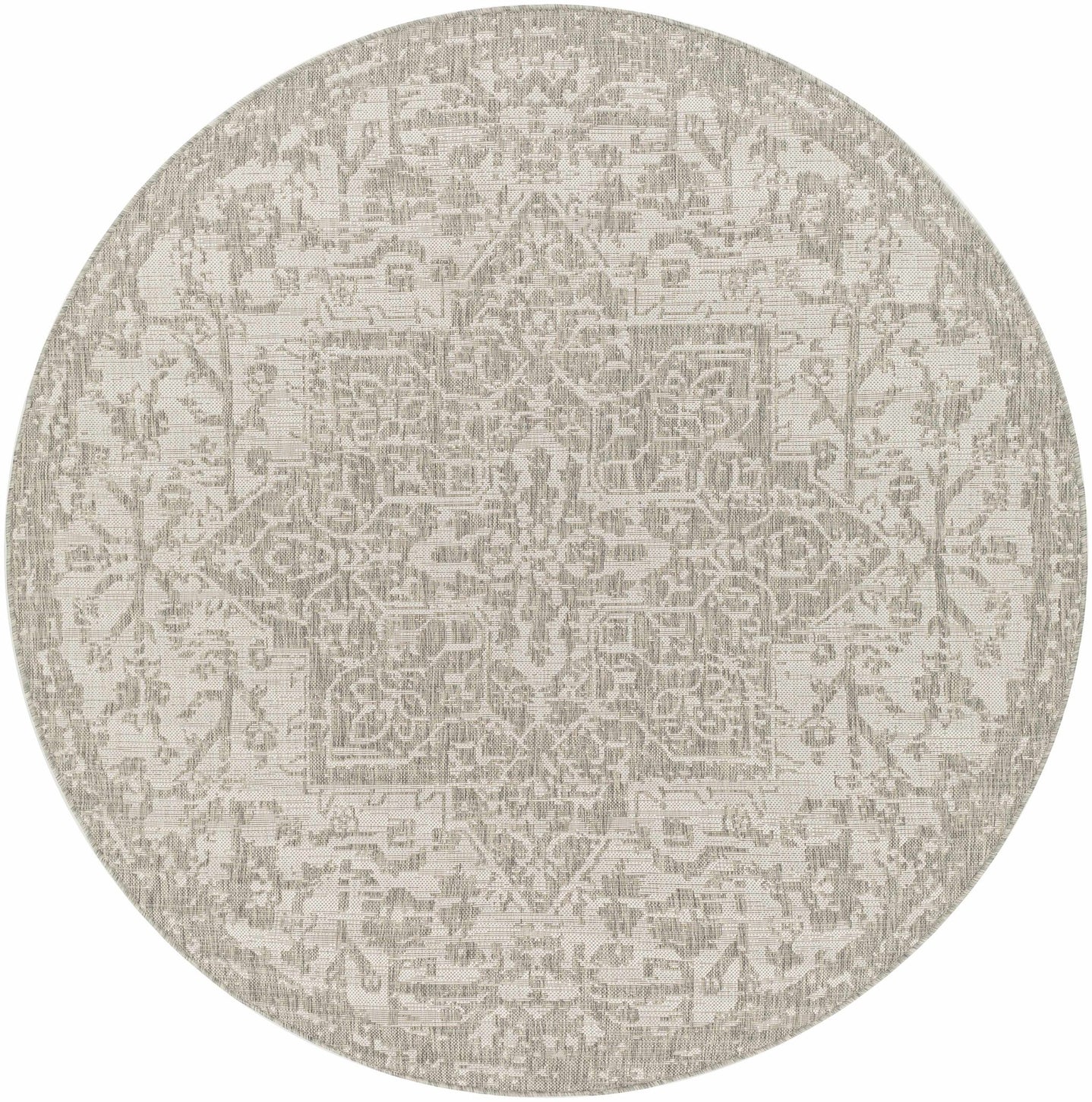 Ivory and Beige Traditional Medallion Design indoor and outdoor Area Rug - The Rug Decor
