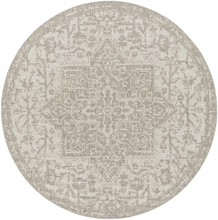 Ivory and Beige Traditional Medallion Design indoor and outdoor Area Rug - The Rug Decor