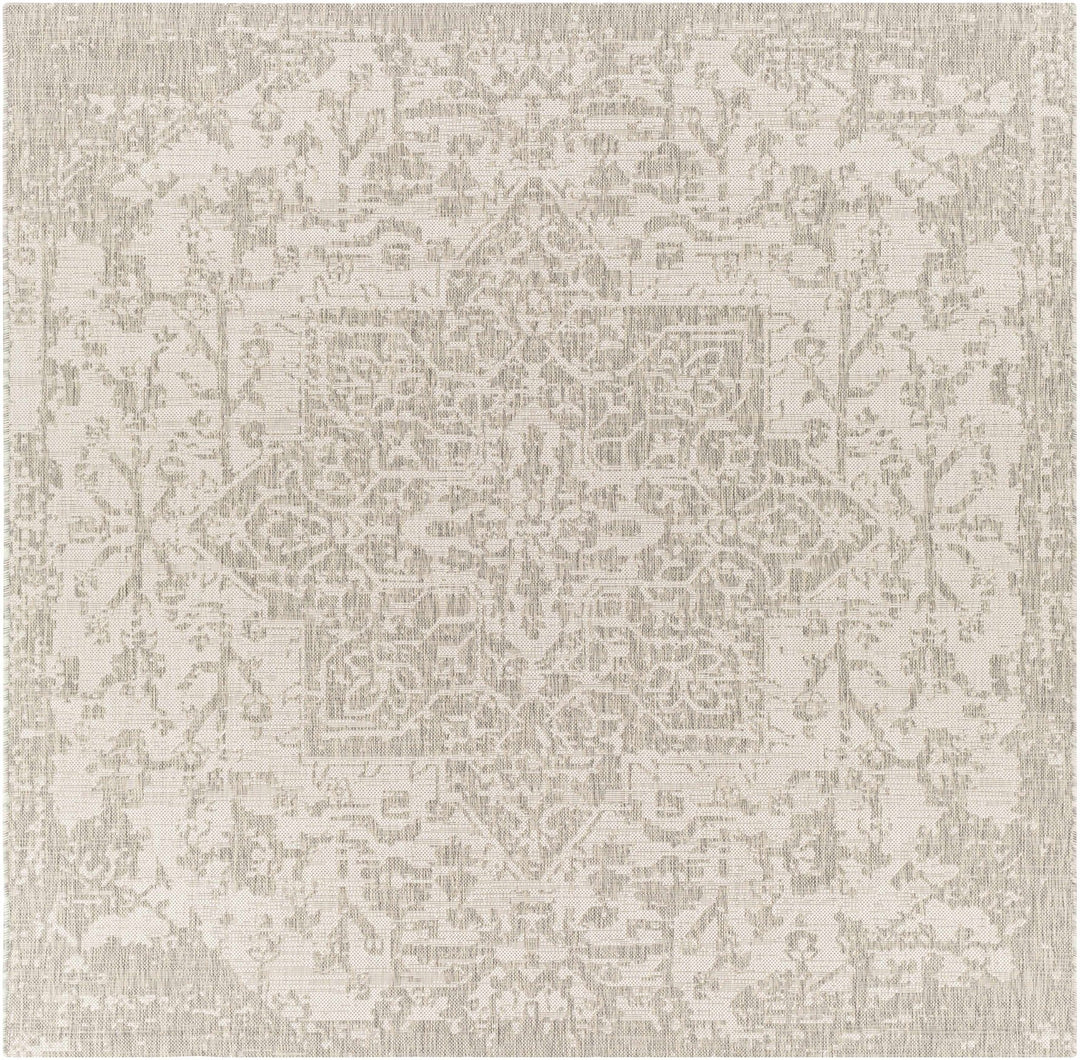 Ivory and Beige Traditional Medallion Design indoor and outdoor Area Rug - The Rug Decor