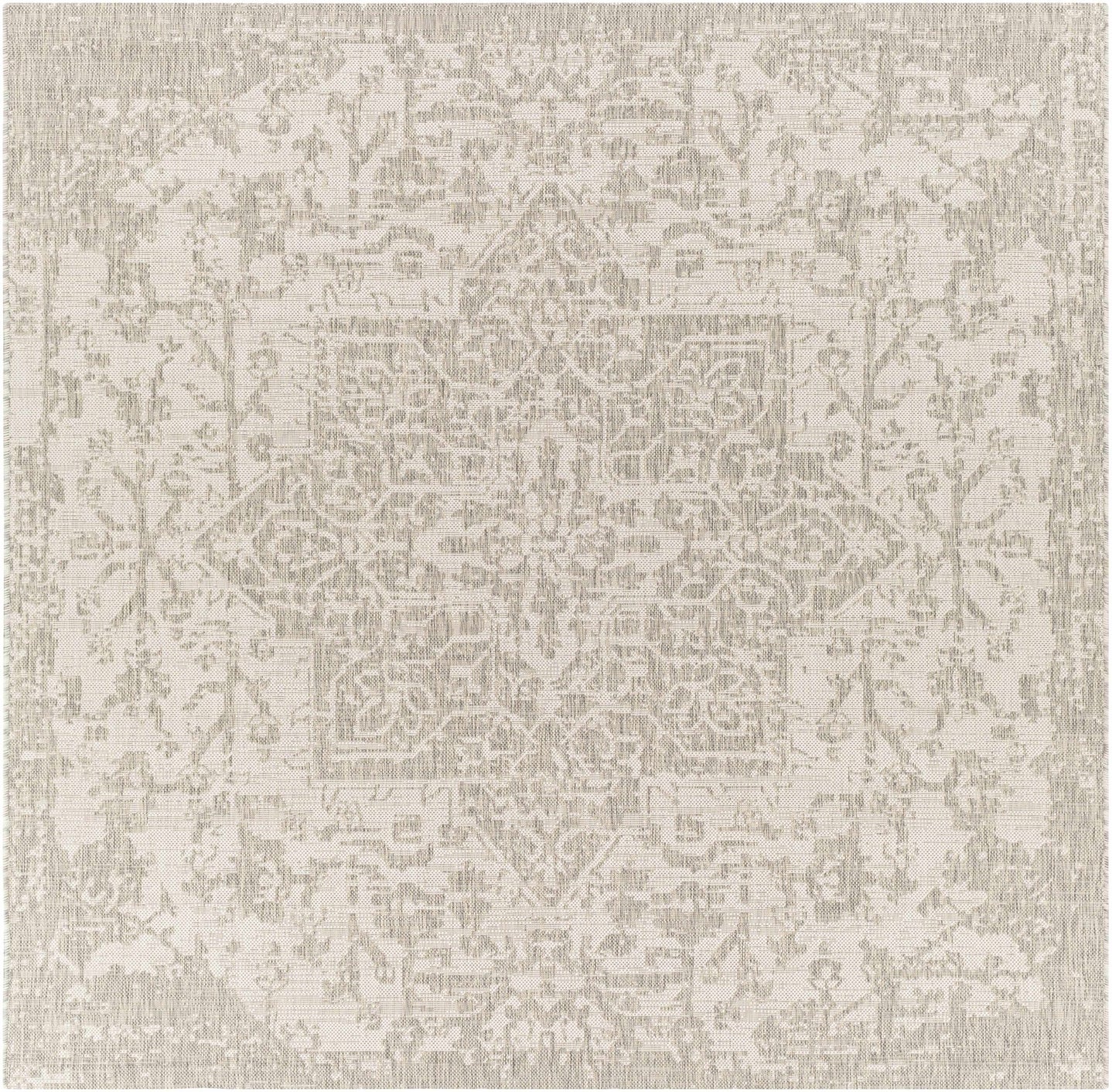 Ivory and Beige Traditional Medallion Design indoor and outdoor Area Rug - The Rug Decor
