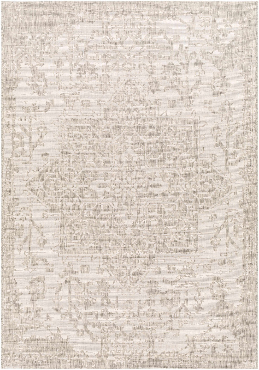 Ivory and Beige Traditional Medallion Design indoor and outdoor Area Rug - The Rug Decor