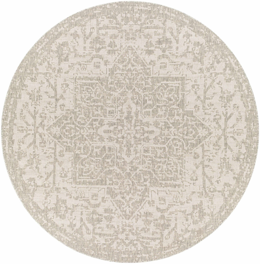 Ivory and Beige Traditional Medallion Design indoor and outdoor Area Rug - The Rug Decor