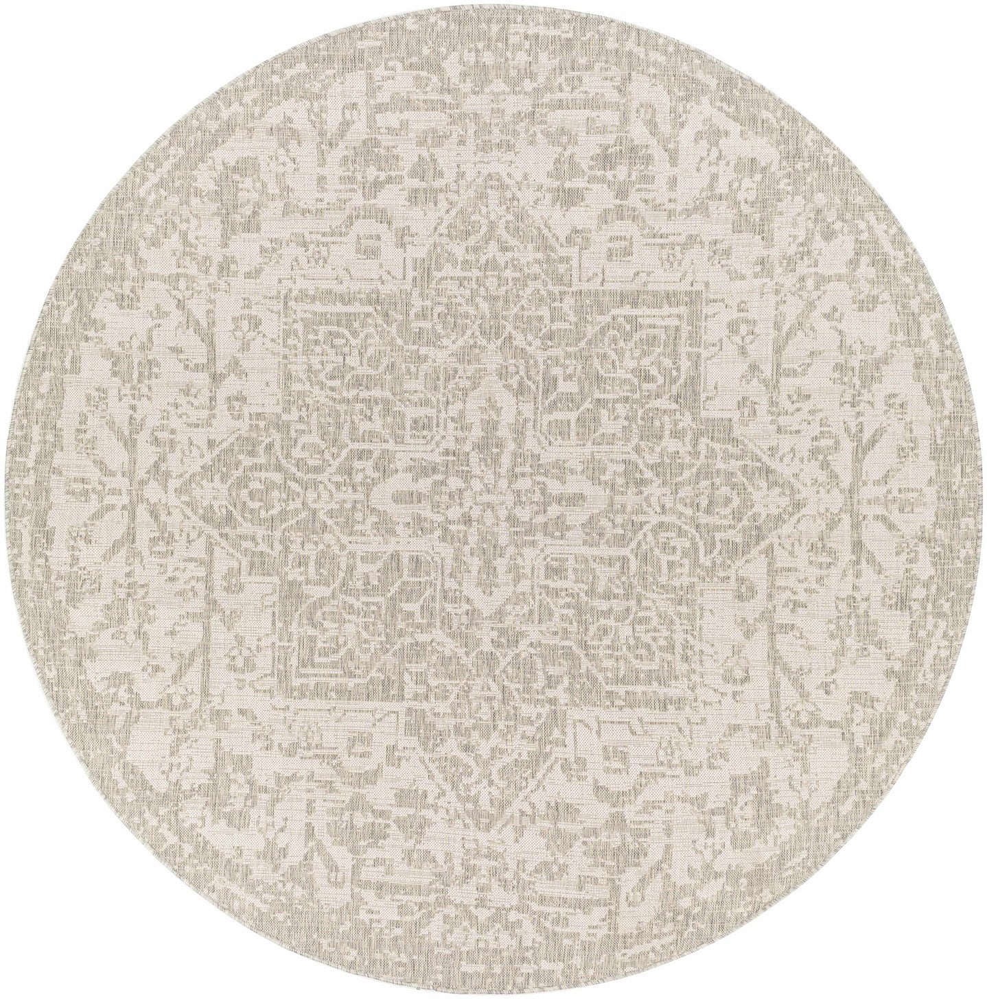 Ivory and Beige Traditional Medallion Design indoor and outdoor Area Rug - The Rug Decor