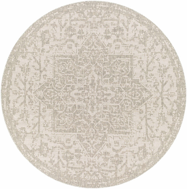 Ivory and Beige Traditional Medallion Design indoor and outdoor Area Rug - The Rug Decor