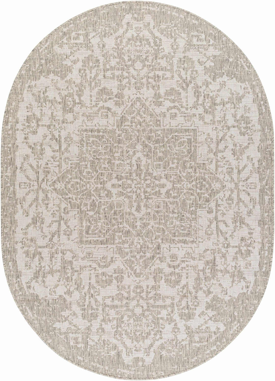 Ivory and Beige Traditional Medallion Design indoor and outdoor Area Rug - The Rug Decor