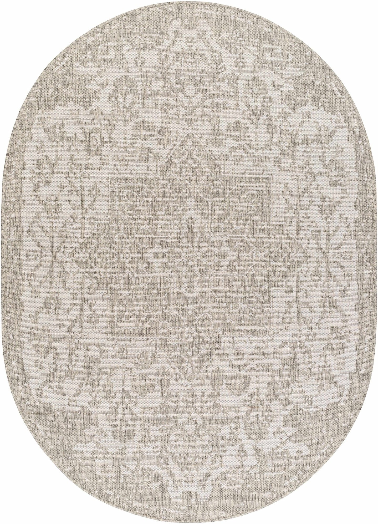 Ivory and Beige Traditional Medallion Design indoor and outdoor Area Rug - The Rug Decor