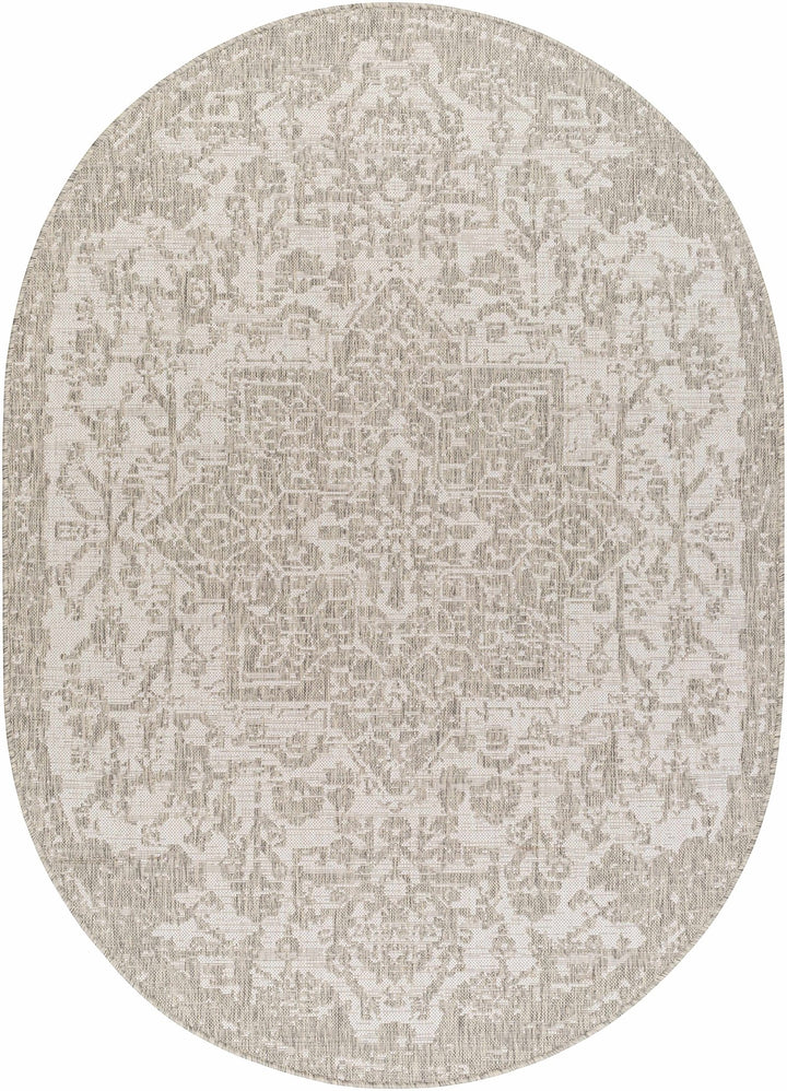 Ivory and Beige Traditional Medallion Design indoor and outdoor Area Rug - The Rug Decor