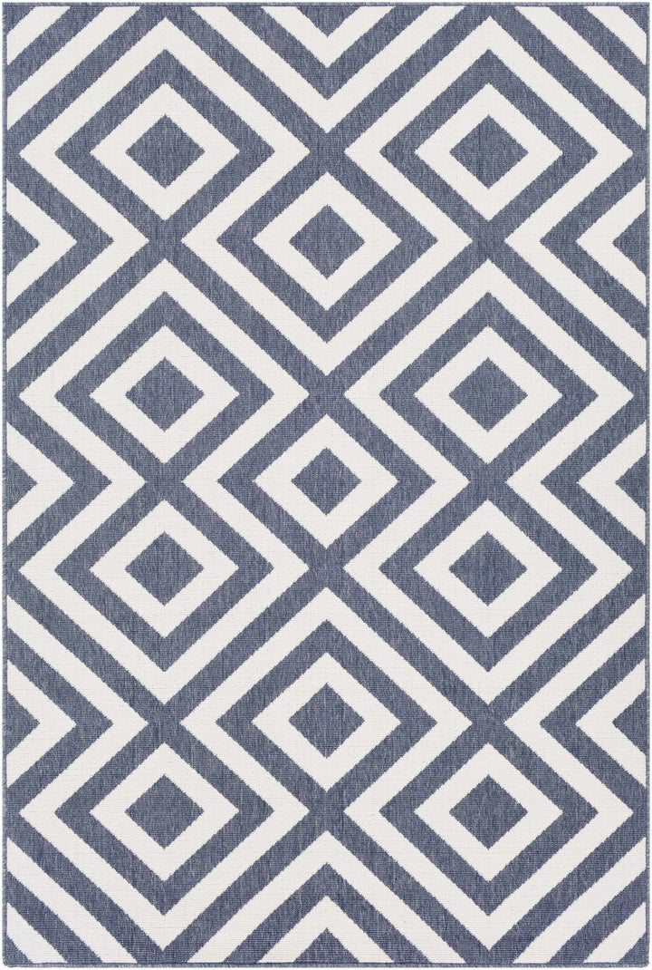 Ivory and Blue Modern Geometrical Outdoor Multi size Area Rug - The Rug Decor