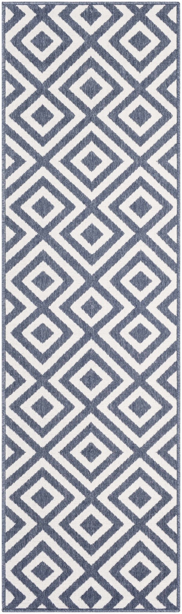 Ivory and Blue Modern Geometrical Outdoor Multi size Area Rug - The Rug Decor