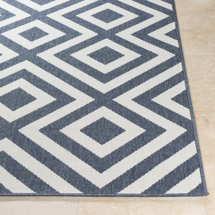 Ivory and Blue Modern Geometrical Outdoor Multi size Area Rug - The Rug Decor