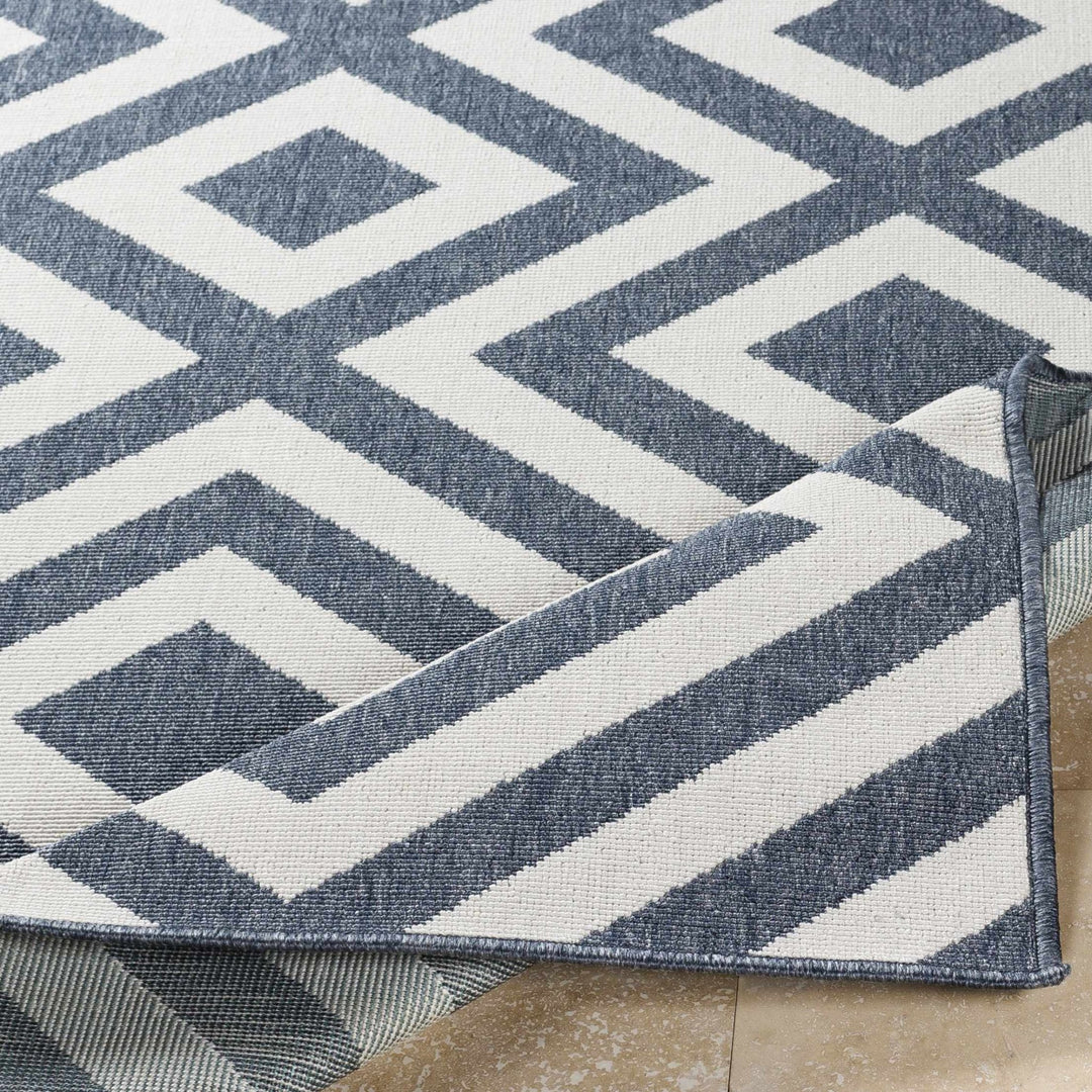 Ivory and Blue Modern Geometrical Outdoor Multi size Area Rug - The Rug Decor