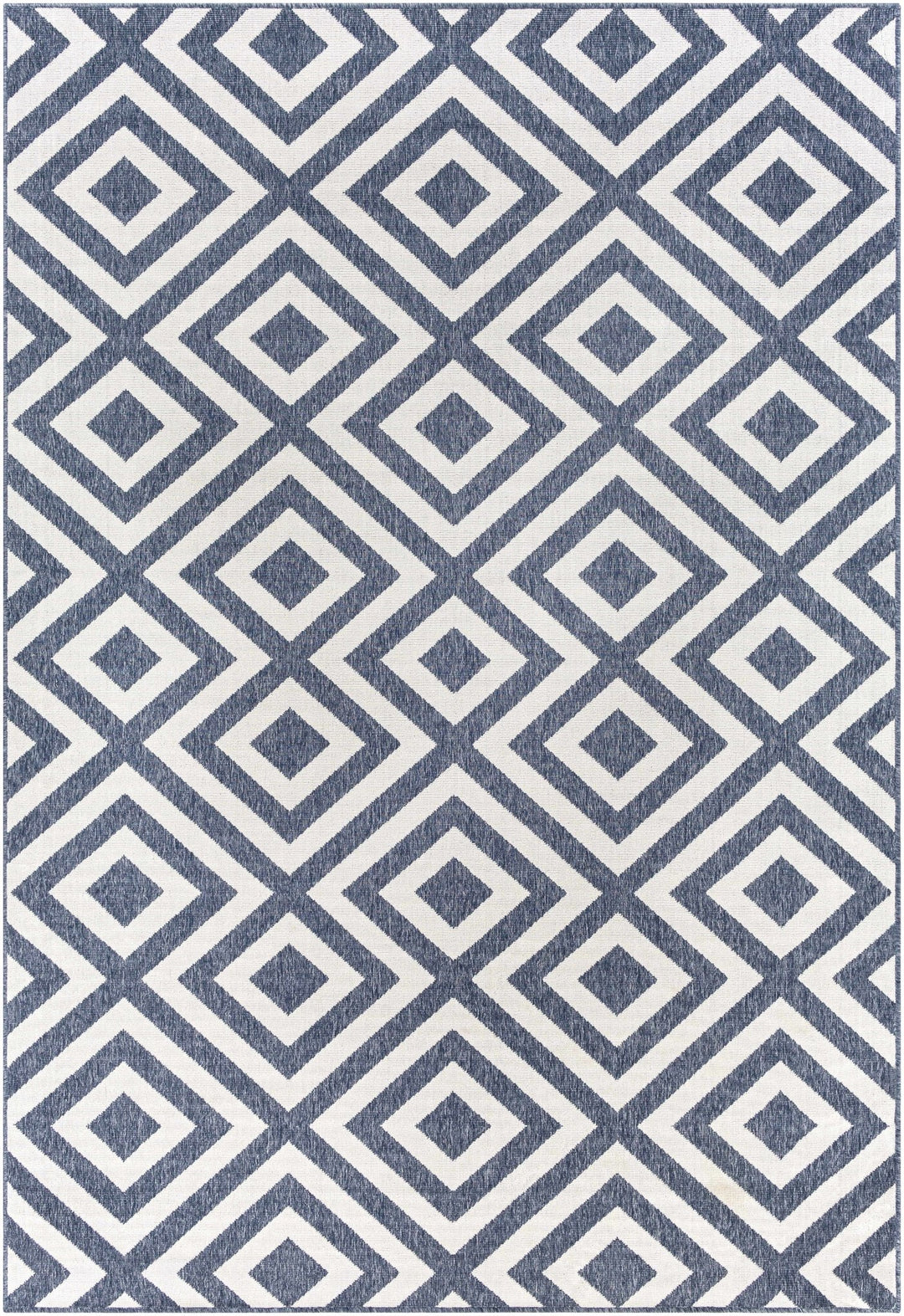 Ivory and Blue Modern Geometrical Outdoor Multi size Area Rug - The Rug Decor