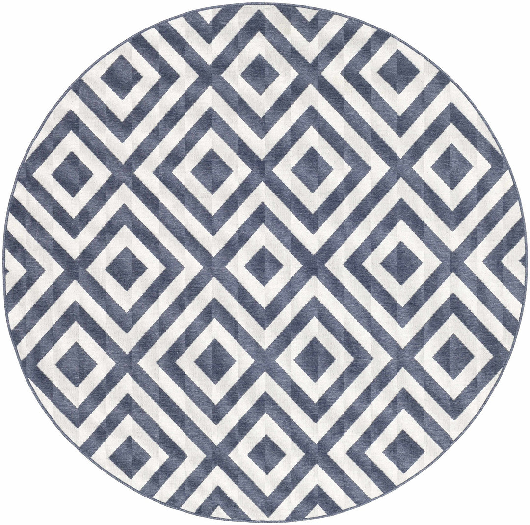 Ivory and Blue Modern Geometrical Outdoor Multi size Area Rug - The Rug Decor