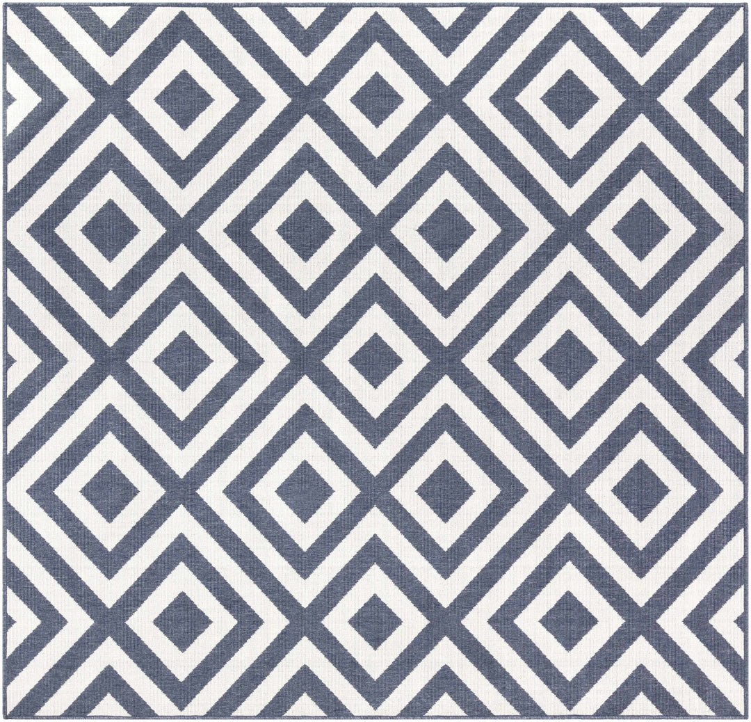 Ivory and Blue Modern Geometrical Outdoor Multi size Area Rug - The Rug Decor