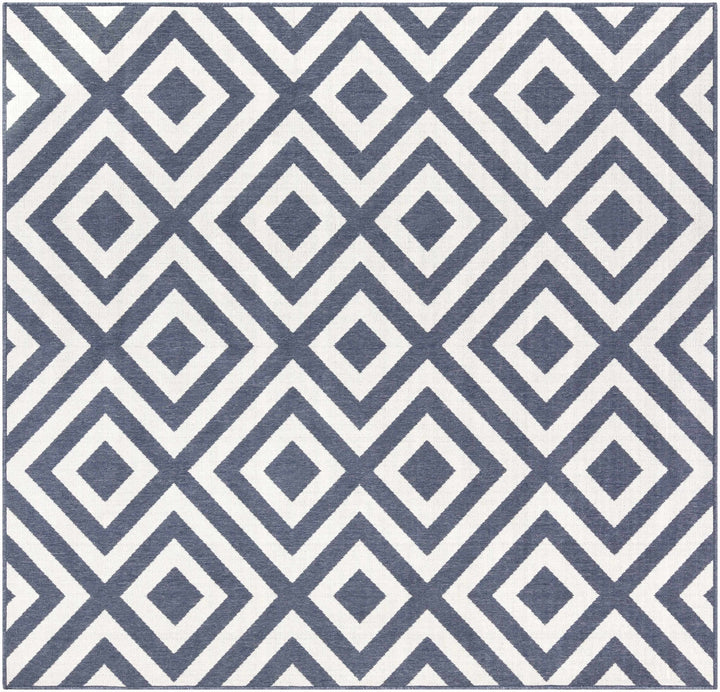 Ivory and Blue Modern Geometrical Outdoor Multi size Area Rug - The Rug Decor