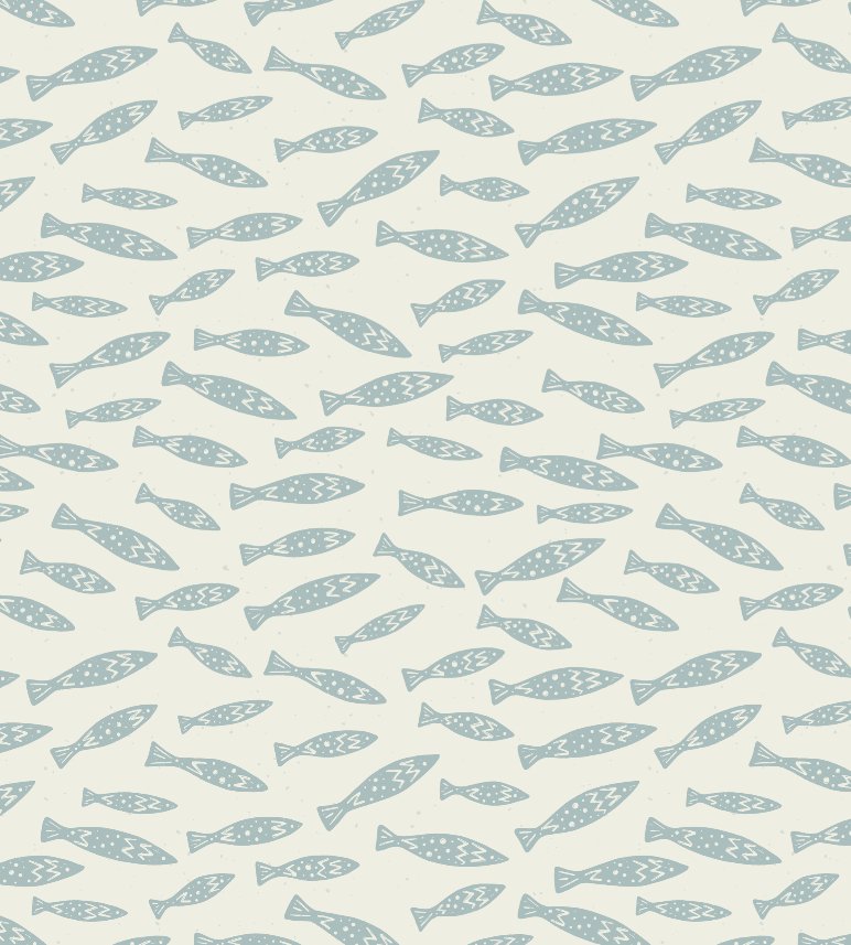 Ivory and Blue Subtle Underwater Fish Scene for Your Walls, self - adhesive Wallpaper - The Rug Decor