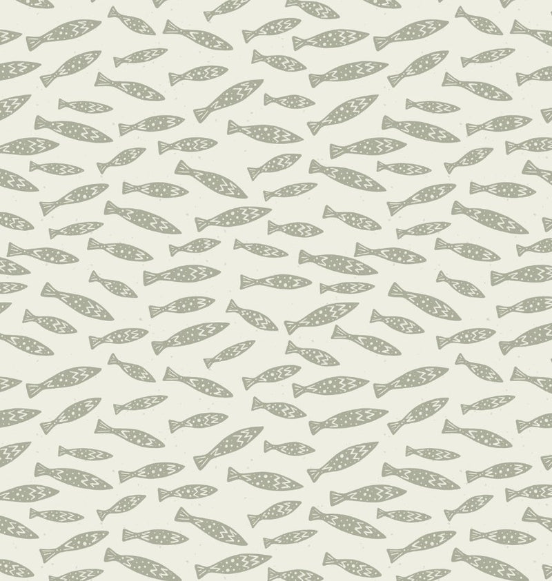 Ivory and Blue Subtle Underwater Fish Scene for Your Walls, self - adhesive Wallpaper - The Rug Decor