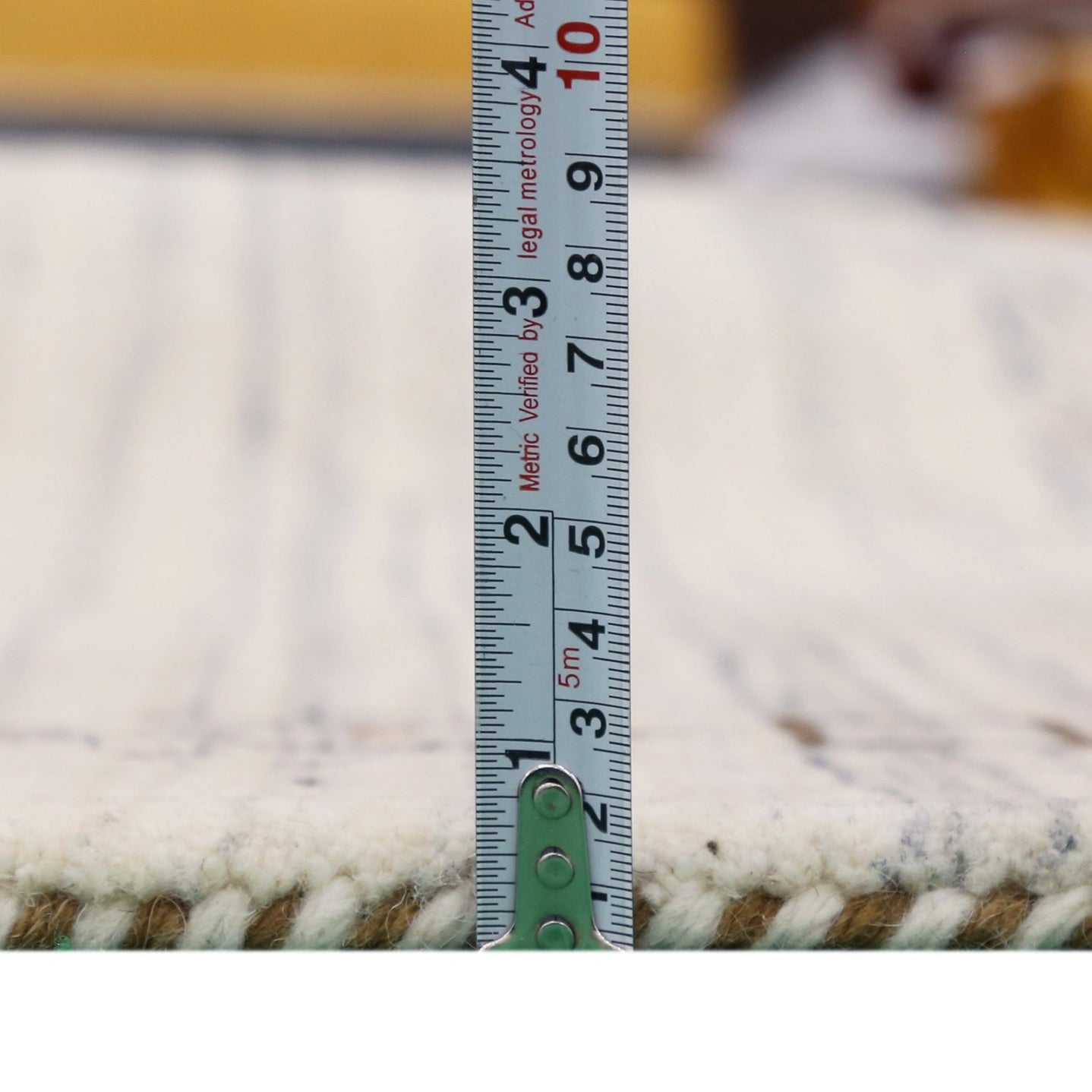 Ivory And Blue Tribal Border Design Hand Loomed Wool Area Rug - The Rug Decor