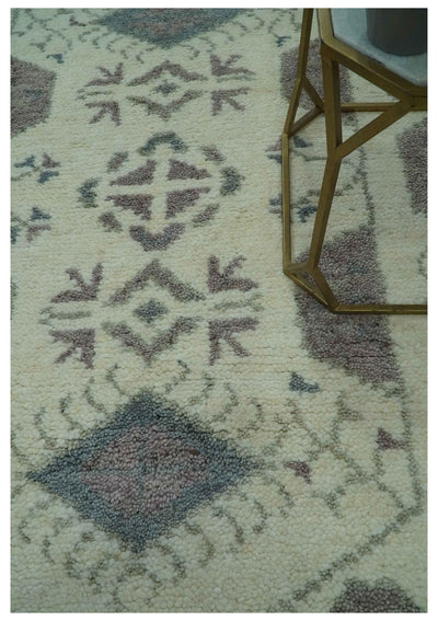 Ivory and Brown Traditional Hand Knotted Multi Size wool Area Rug - The Rug Decor