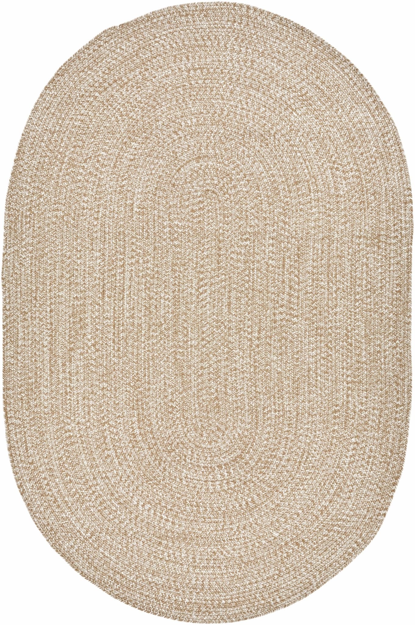 Ivory and Camel Chevron Design Jute Braided Outdoor safe area Rug - The Rug Decor
