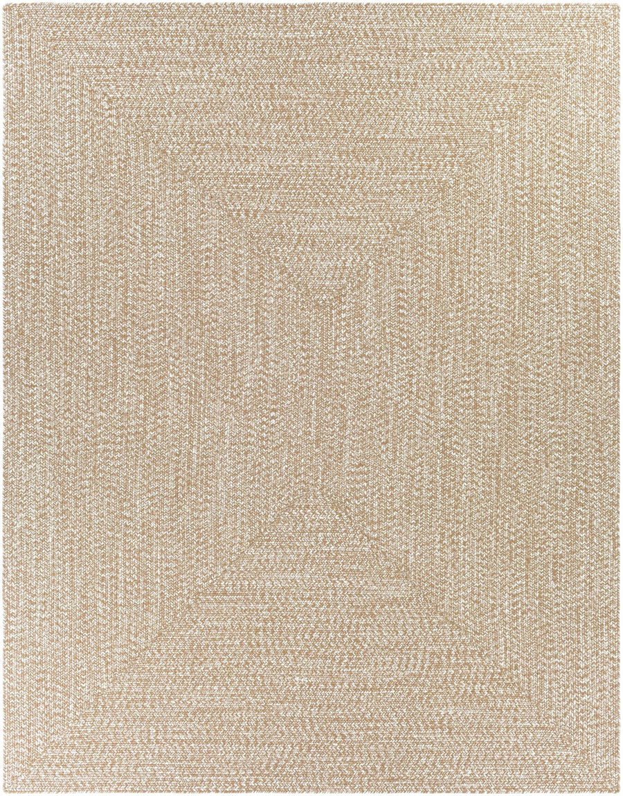 Ivory and Camel Chevron Design Jute Braided Outdoor safe area Rug - The Rug Decor
