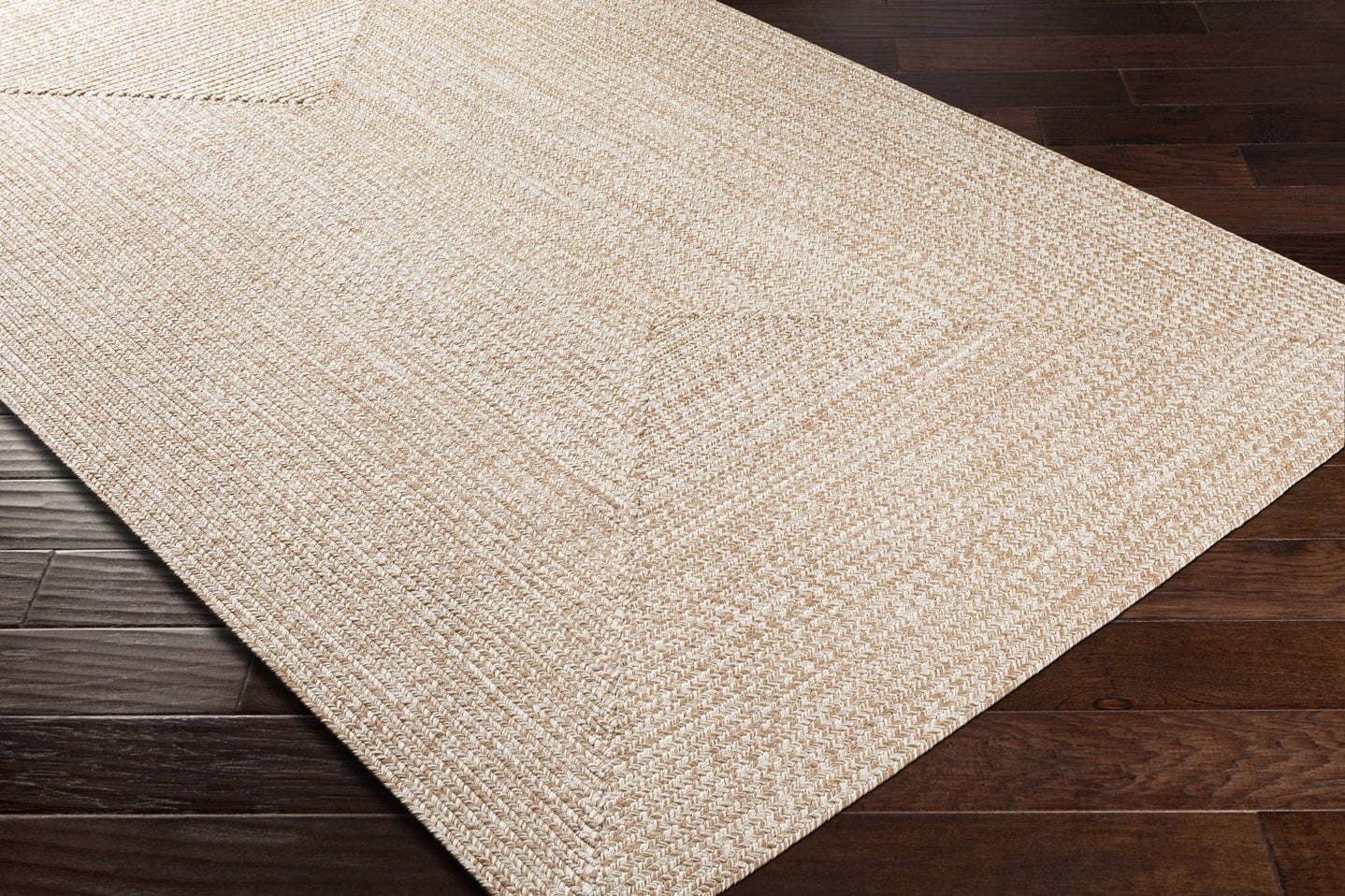 Ivory and Camel Chevron Design Jute Braided Outdoor safe area Rug - The Rug Decor