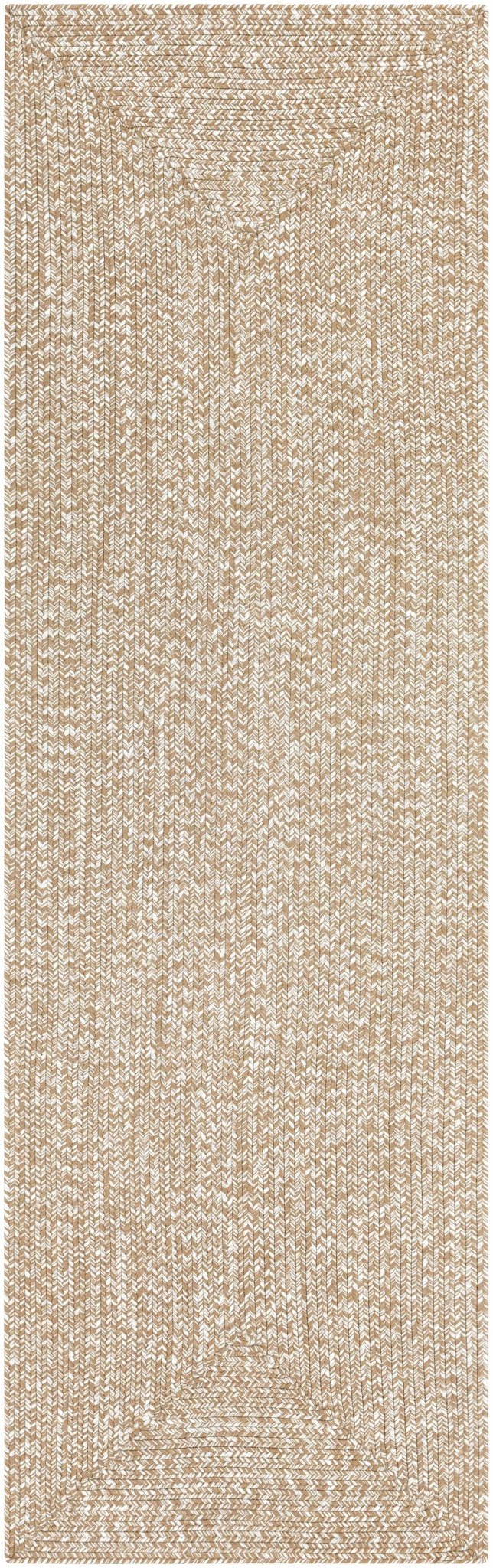 Ivory and Camel Chevron Design Jute Braided Outdoor safe area Rug - The Rug Decor