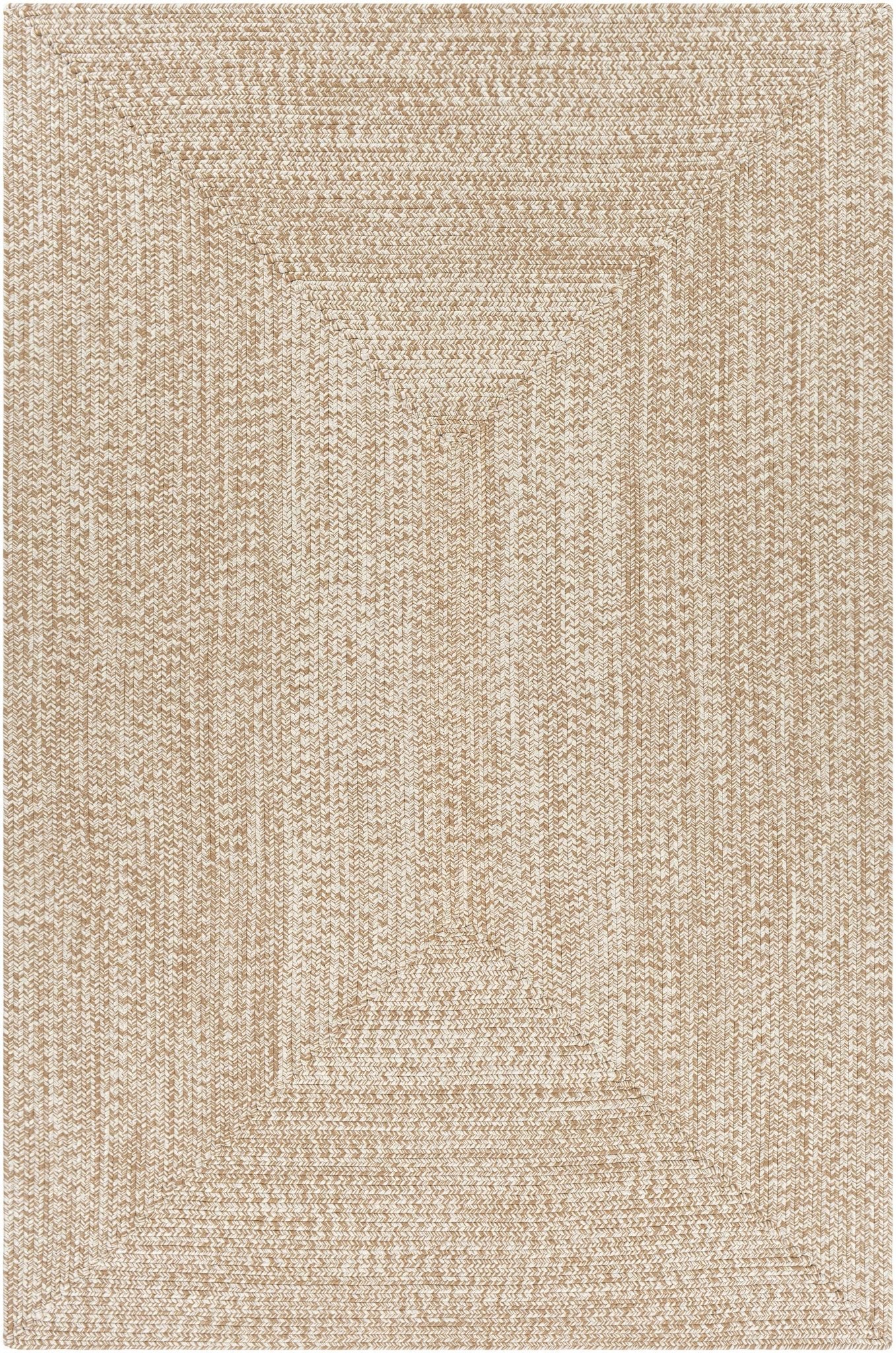 Ivory and Camel Chevron Design Jute Braided Outdoor safe area Rug - The Rug Decor