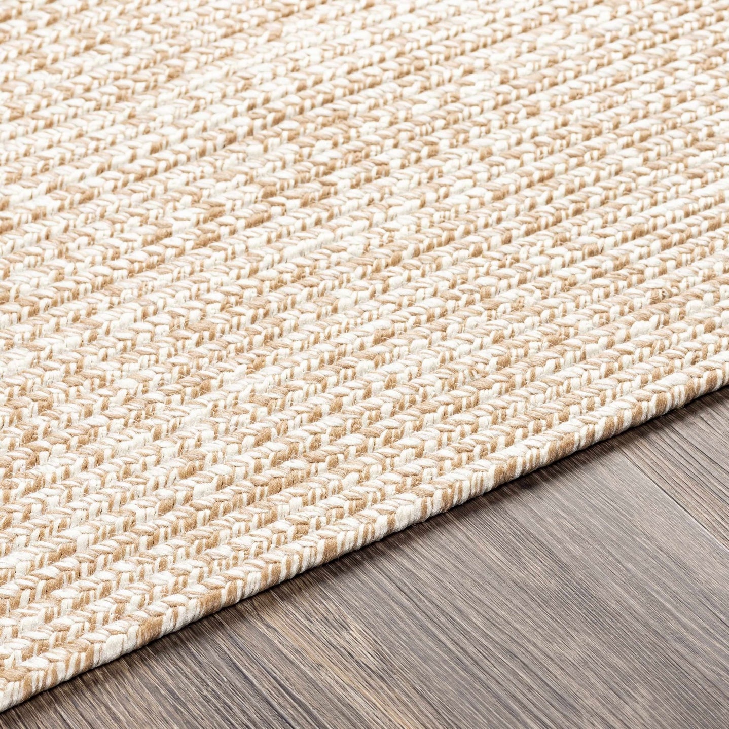 Ivory and Camel Chevron Design Jute Braided Outdoor safe area Rug - The Rug Decor