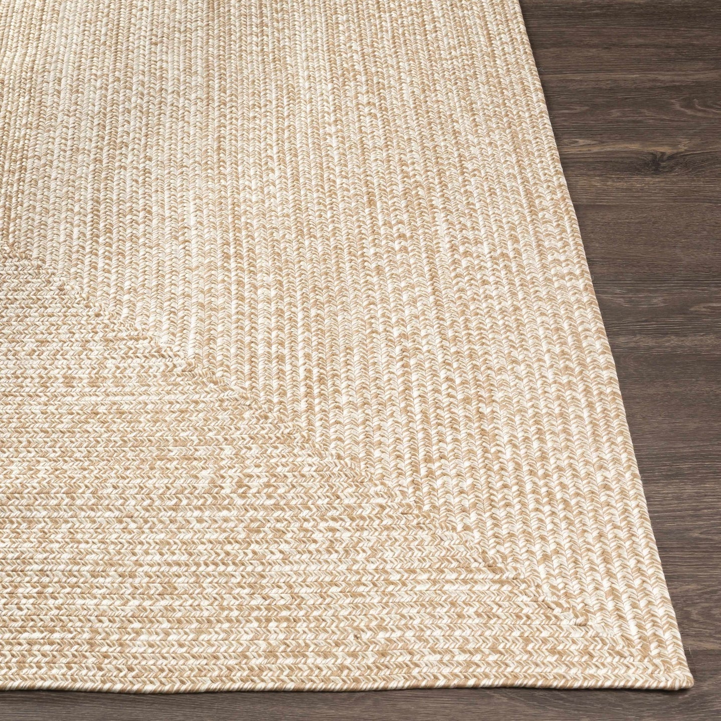 Ivory and Camel Chevron Design Jute Braided Outdoor safe area Rug - The Rug Decor