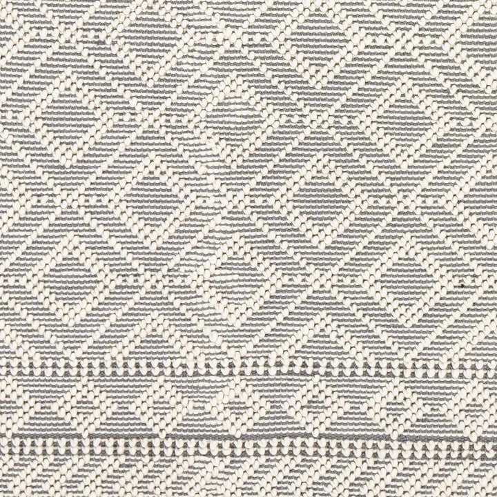Ivory and Charcoal Flatwoven Traditional Geometrical design Dhurrie Rug Woolen Chunky and Soft Trellis Wool and Cotton Area Rug - The Rug Decor